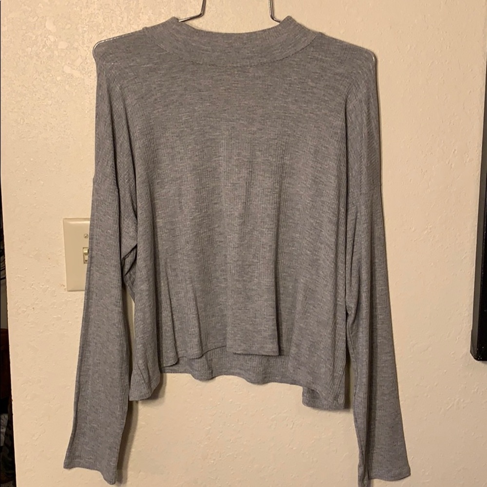 Turtle neck grey long sleeve crop